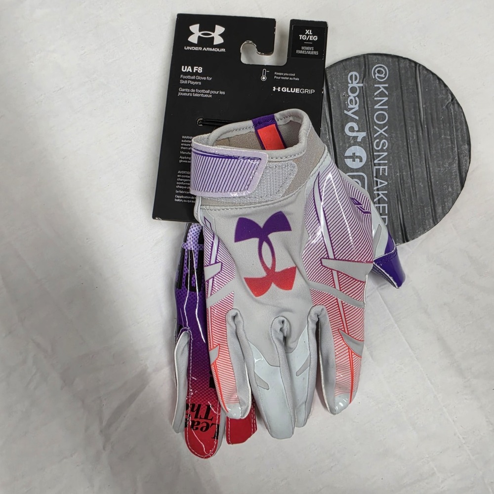Under Armour UA F8 GlueGrip Football Glove Purple Pink Skill Women's Size XL